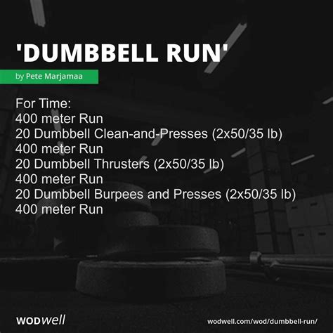 Dumbbell Run  Workout, CrossFit WOD | WODwell | Wod ...