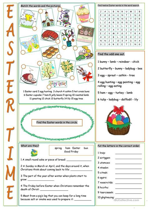 Easter Vocabulary Exercises worksheet   Free ESL printable ...