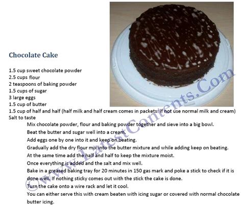 Easy Chocolate Cake Recipe in English