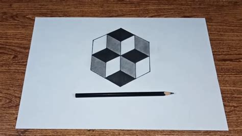 Easy way to draw optical illusion cube 3d for beginners | 3d drawings ...