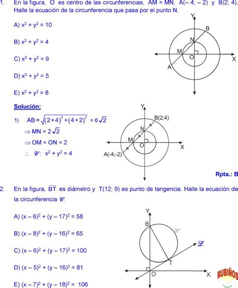 Ecuación de la circunferencia ejercicios resueltos | Circunferencia ...