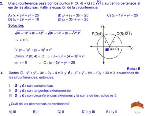 Ecuación de la circunferencia ejercicios resueltos | Circunferencia ...