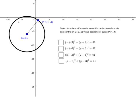Ecuación de la circunferencia fuera del origen – GeoGebra