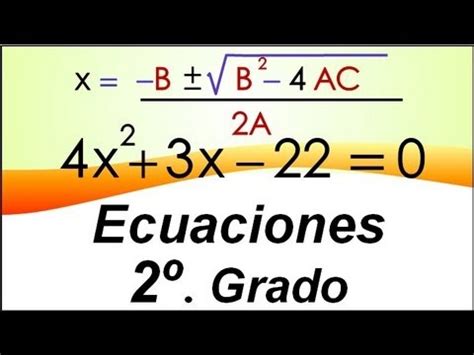 Ecuaciones de Segundo Grado por Fórmula General   YouTube