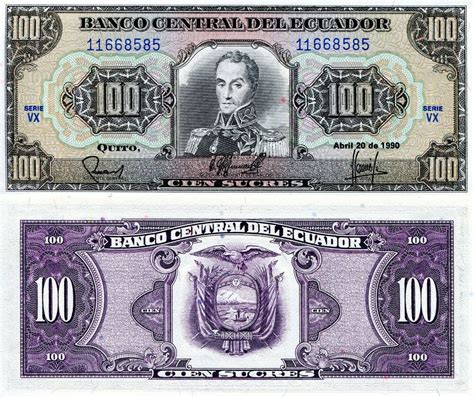 ECUADOR 100 Sucres Banknote World Paper Money UNC Currency ...