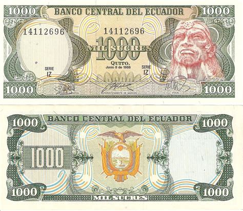 ECUADOR 1000 Sucres Banknote World Money Currency BILL ...