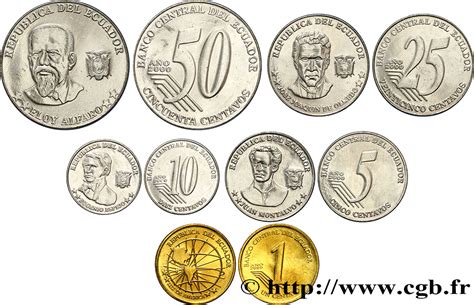 ECUADOR Lot de 5 monnaies 1, 5, 10, 25 & 50 Centavos 2000 ...