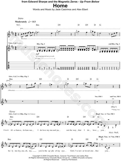 Edward Sharpe & the Magnetic Zeros  Home  Guitar Tab in D ...