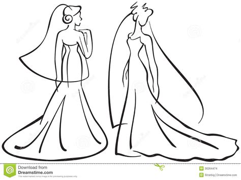 ejemplo del vector siluetas de las novias dibujos lineales ...