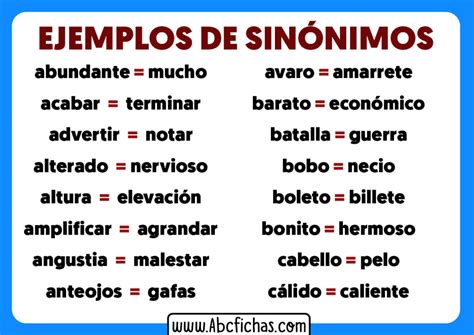 Ejemplos de Sinónimos | El uso de los sinónimos en la Lengua