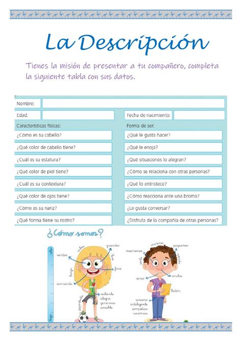 Ejercicio de La descripción de personas