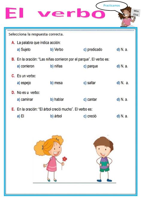 Ejercicio online de El verbo para Primero de primaria