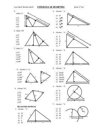 Ejercicios de Geometría | Clase de matemáticas | Geometría ...