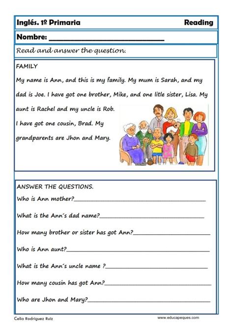 Ejercicios de inglés: Reading y writting para primero de primaria ...
