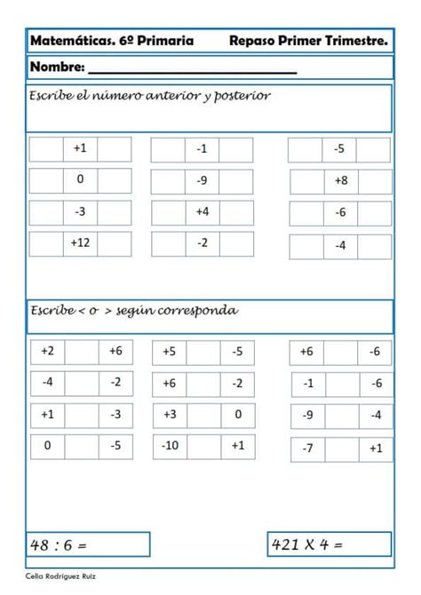 Ejercicios de Matemáticas para Sexto de Primaria ...