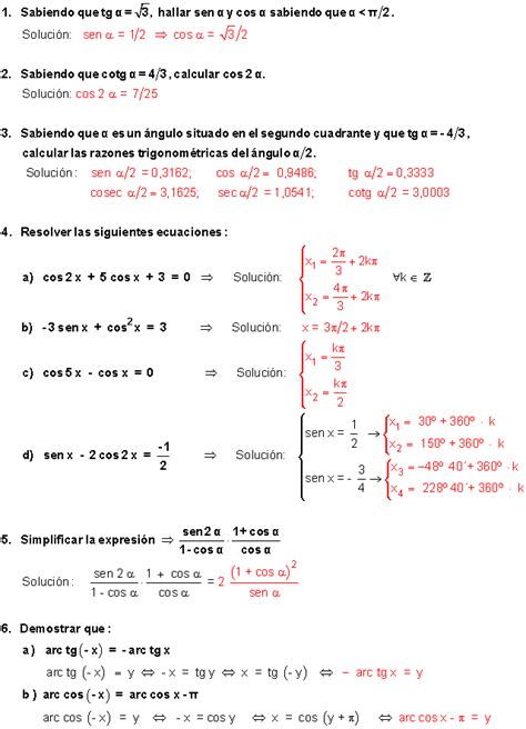 Ejercicios fórmulas trigonométricas | Ejercicios resueltos ...