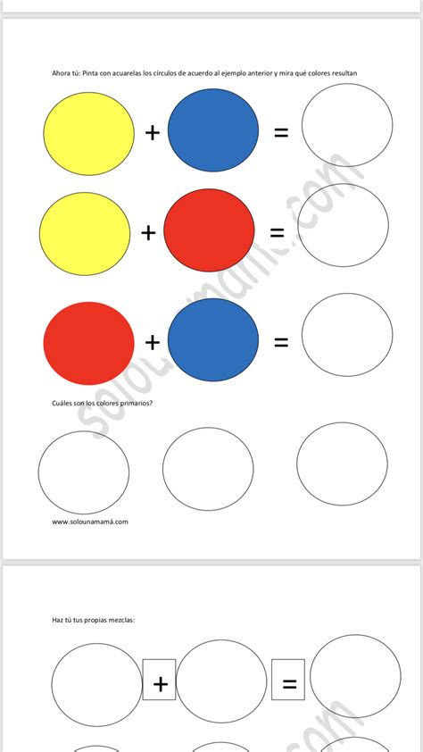 Ejercicios para Niños de Teoría del Color Colores Primarios Sólo ...