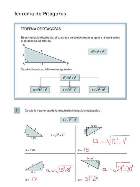 Ejercicios Teorema de Pitagoras Resueltos