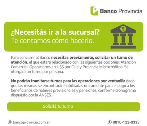 El Banco Provincia informa sobre turnos web en sucursales