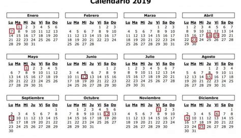 El BOE publica el calendario de días inhábiles para 2019