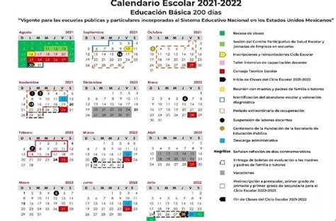 El calendario escolar 2021 2022 de la SEP para imprimir o ...