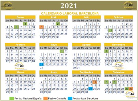 El calendario laboral Barcelona 2021 en imagen o excel ...
