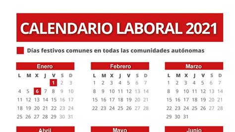 El calendario laboral de 2021 recoge 8 festivos comunes en toda España