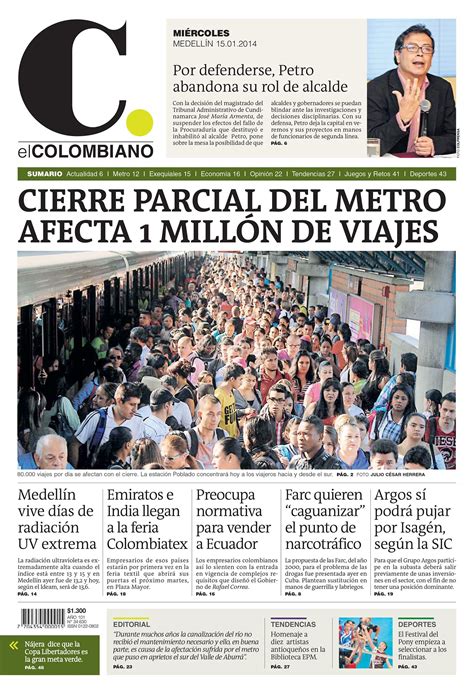 El Colombiano | Portadas, Periódico diario y Noticias