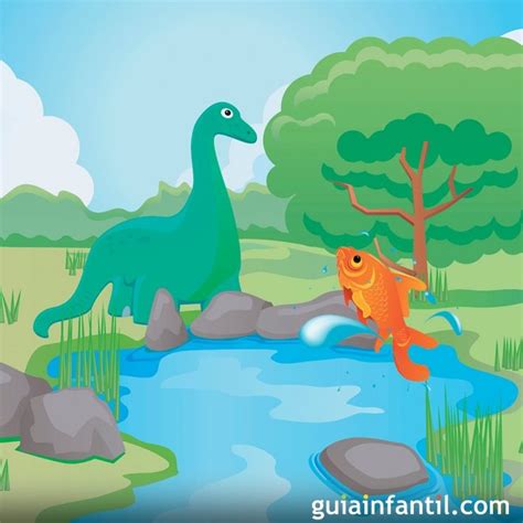 El dinosaurio y el pequeño pez. Cuentos cortos con moraleja