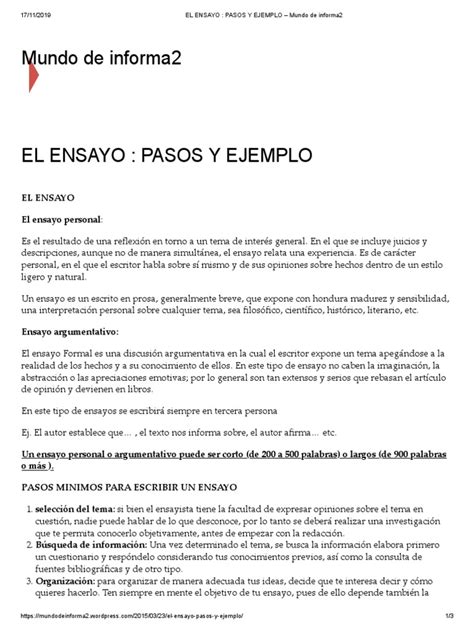 EL ENSAYO   PASOS Y EJEMPLO   Mundo de Informa2 | PDF ...
