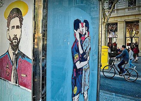El negocio detrás del mural del beso entre Messi y Ronaldo