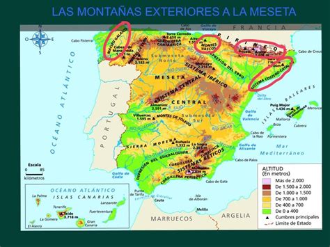 EL RELIEVE DE ESPAÑA | Mapa fisico de españa, Geografía ...