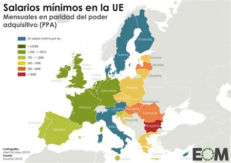 El salario mínimo en la Unión Europea   Mapas de El Orden ...