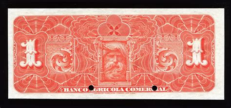 El Salvador 1 Peso banknote, El Banco Agricola Comercial ...