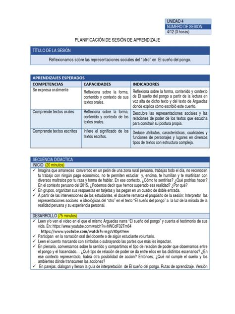 EL SUEÑO DEL PONGO.pdf | Cuentos | Lectura  proceso