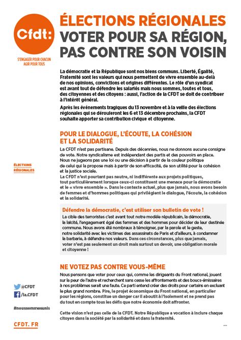 Elections régionales : votons pour nos valeurs – Sgen CFDT Poitou Charentes
