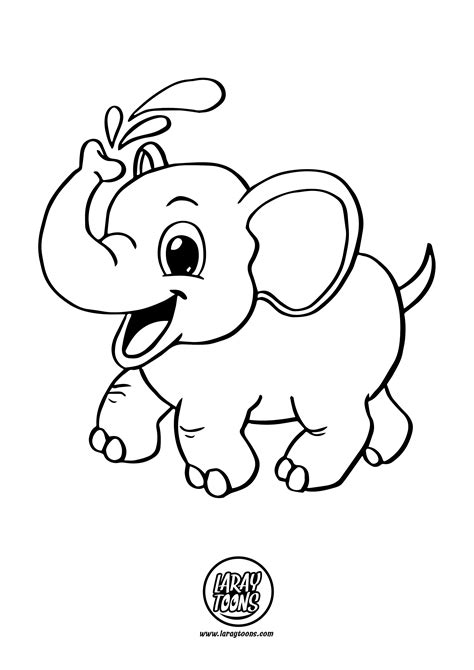 Elefante Bebé para Colorear   Dibujando con LarayToons