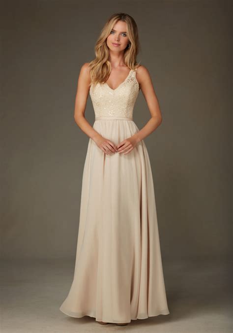 Elegant Bridesmaids Dress Featuring a Beaded Lace Bodice ...