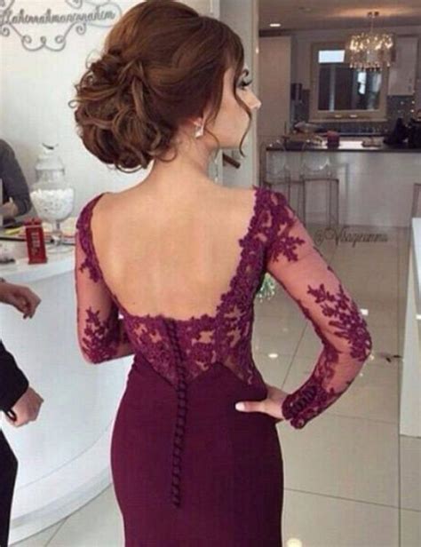 Elegant Square Long Sleeves Lace Purple Mermiad Prom Dress ...