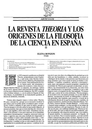 Elena Ronzón, La revista Theoria y los orígenes de la ...