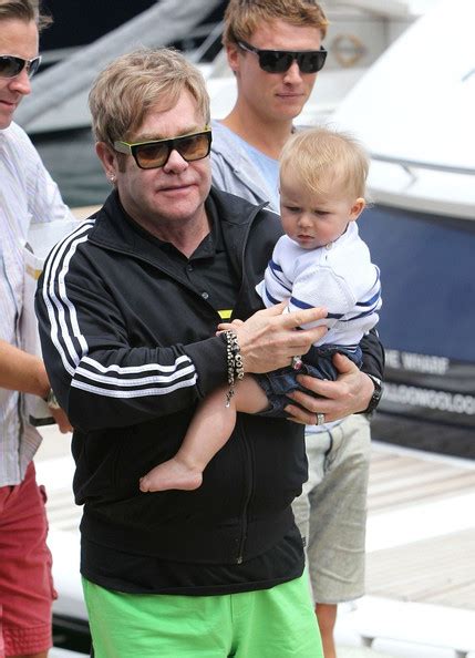 Elton John holds his son Zachary Jackson Levon Furnish John before ...