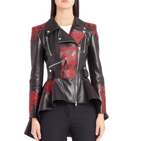 Embroidered Leather Biker Jacket For Women – Leatherexotica