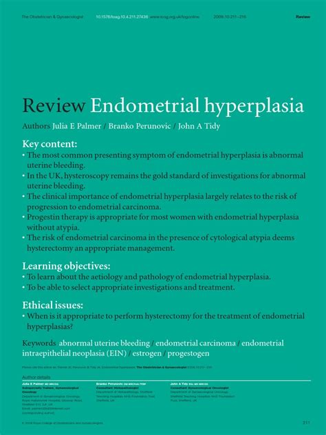 Endometrial Hyperplasia PDF | PDF