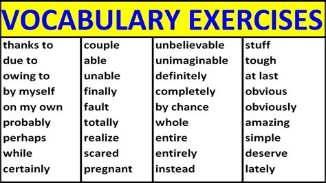 ENGLISH VOCABULARY EXERCISES. VOCABULARY WORDS ENGLISH ...