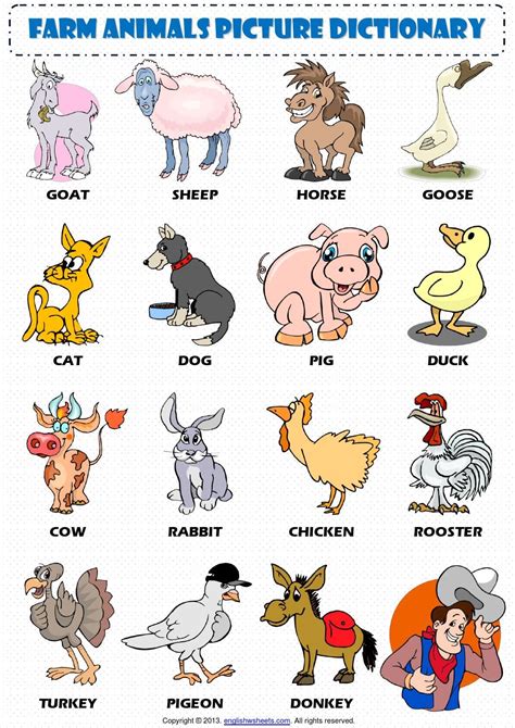 English Vocabulary   farm animals   | Farm animals, Animal vocabulary ...