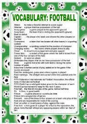 English Worksheets: FOOTBALL VOCABULARY | football ...