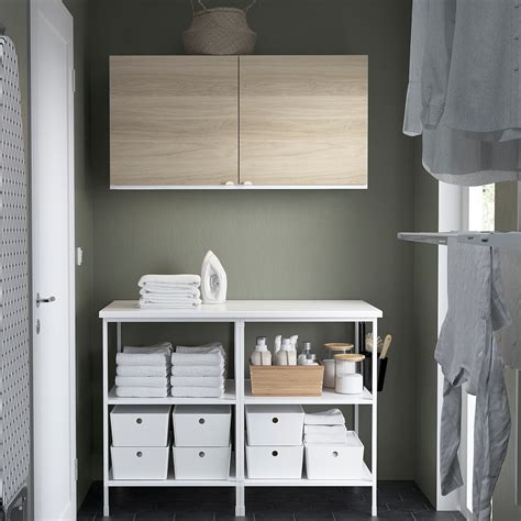 ENHET Combinación de almacenaje de pared   blanco/efecto roble   IKEA