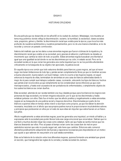 Ensayo Historias Cruzadas | PDF | Racismo | Discriminación ...