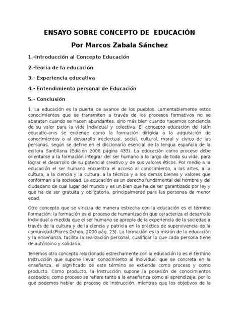 Ensayo Sobre Concepto de Educacion | Aprendizaje ...