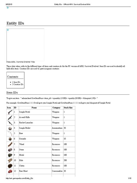 Entity IDs   Official ARK_ Survival Evolved Wiki